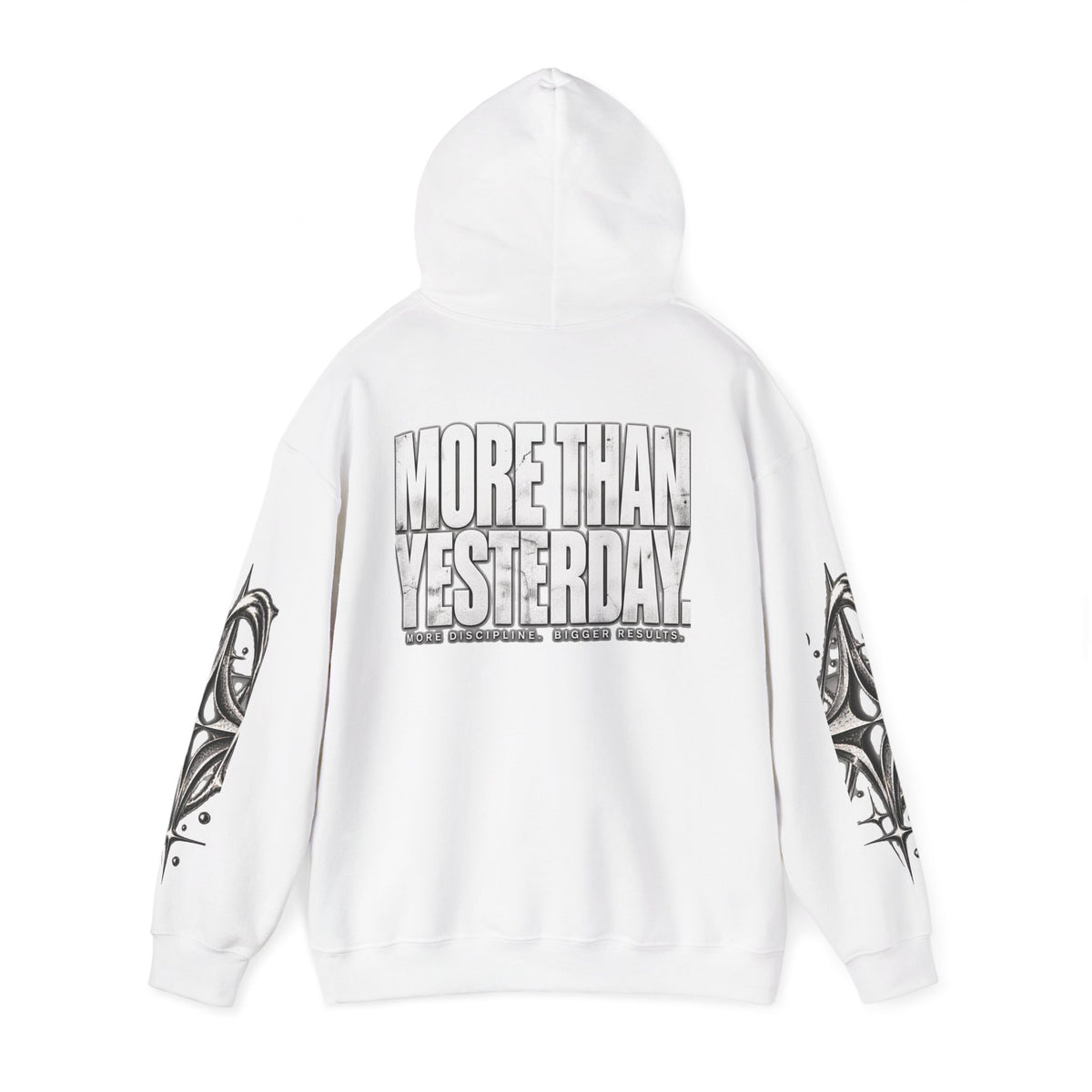 More Than Yesterday Hoodie — White — back, hood up