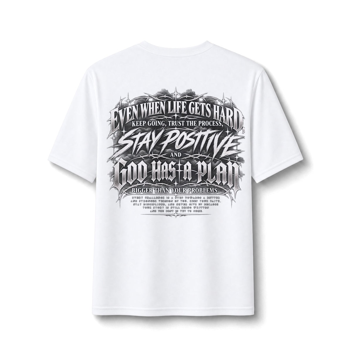 Stay Positive Performance Tee — White — back