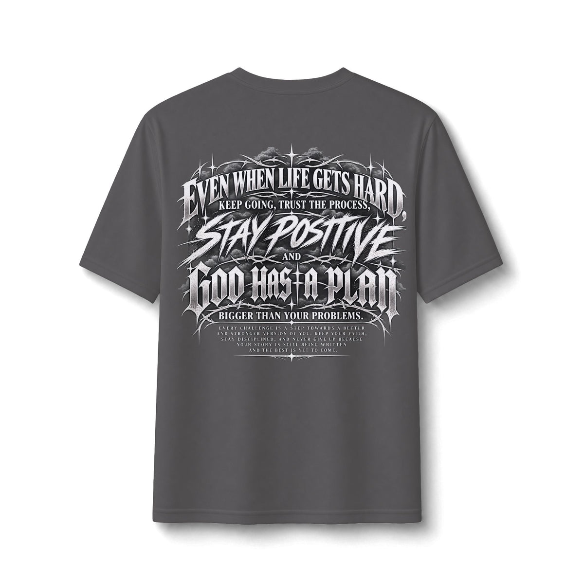 Stay Positive Performance Tee — Charcoal — back