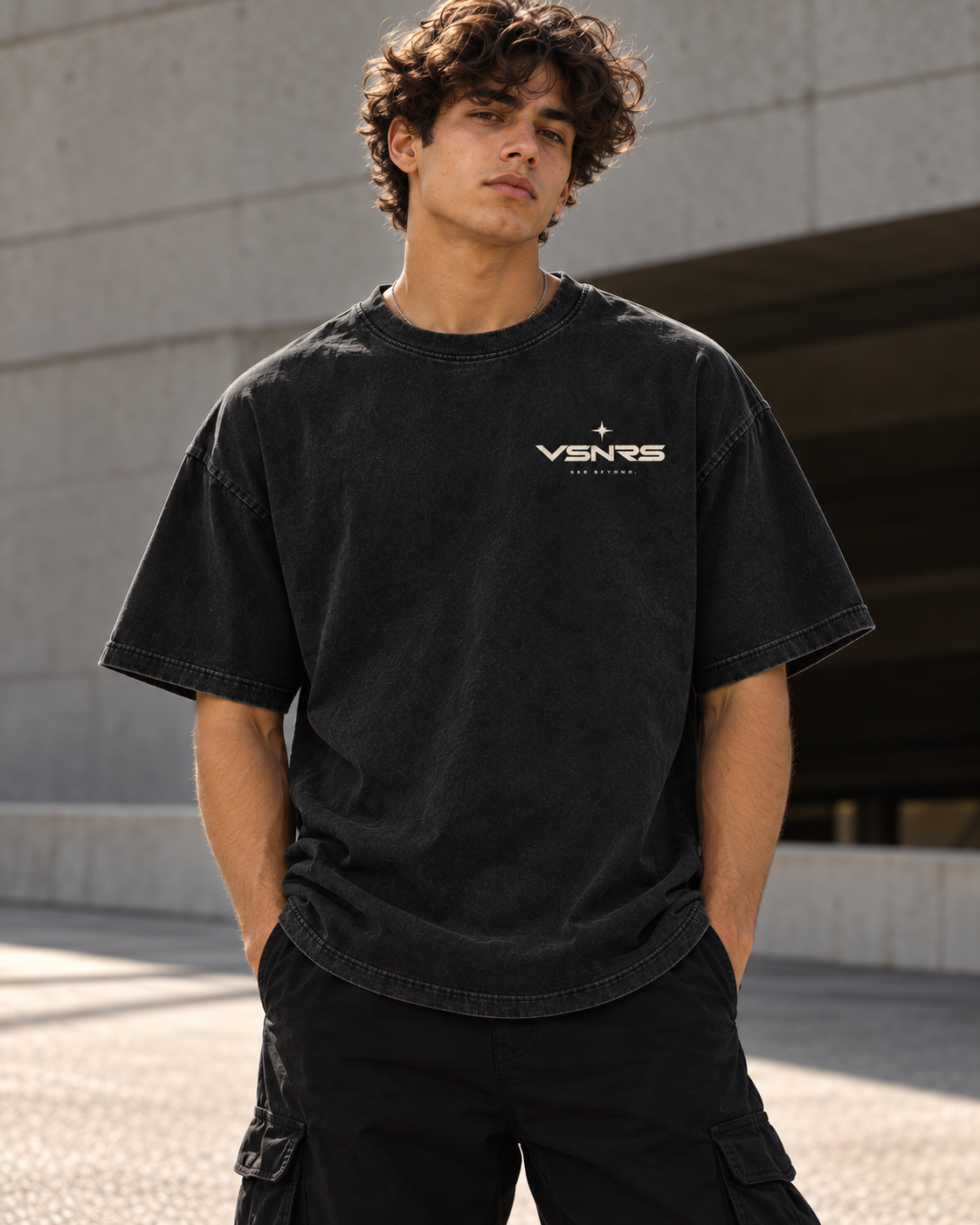 Feed The Vision Tee — Black — model front