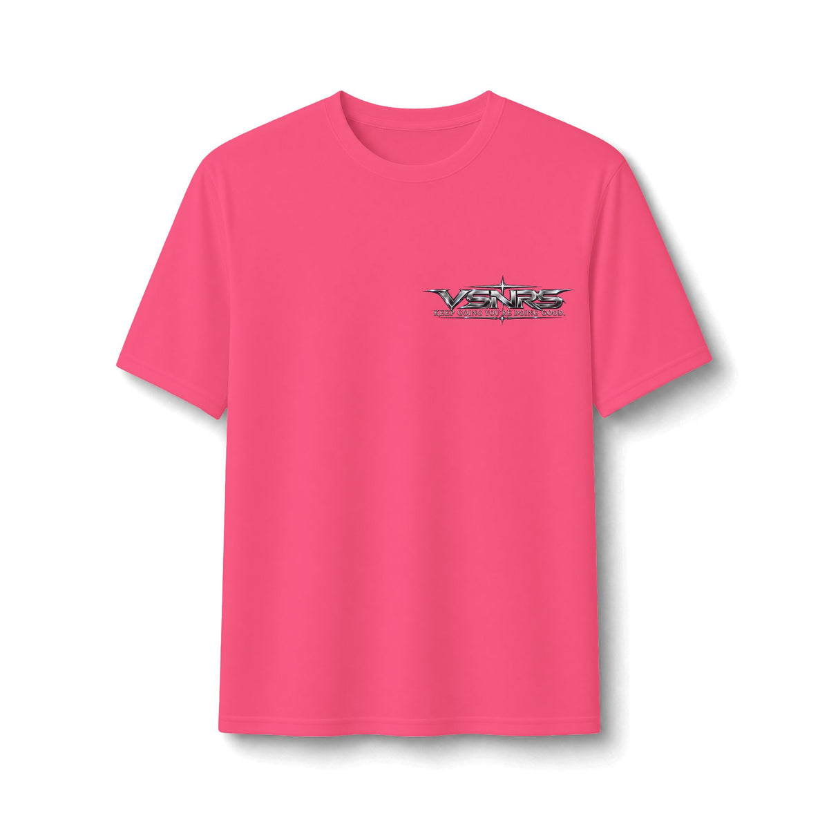 Stay Positive Performance Tee — Neon Pink — front