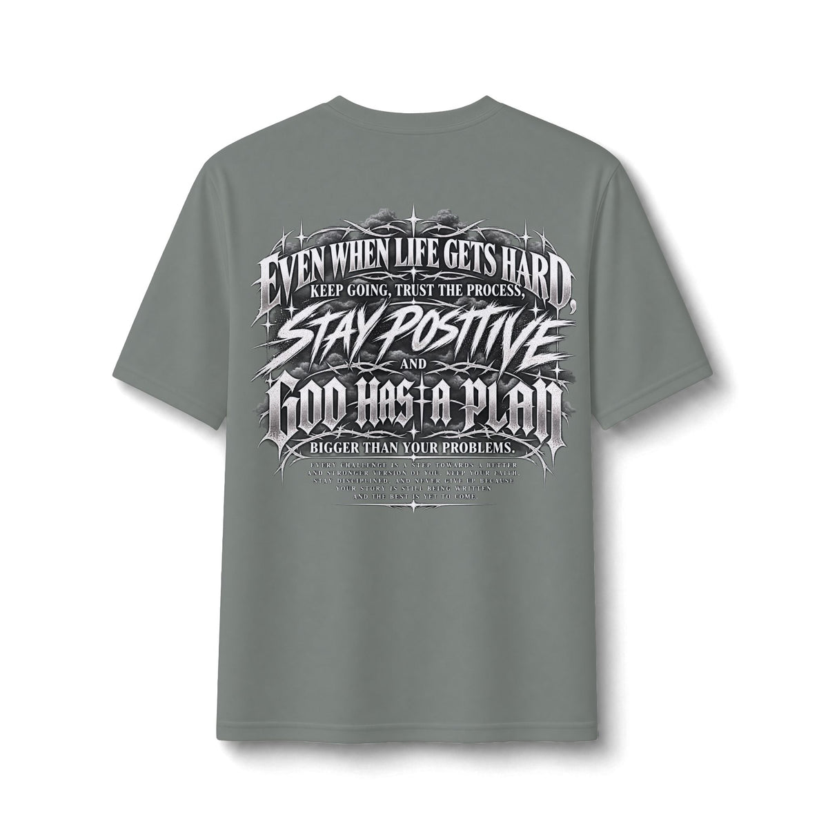 Stay Positive Performance Tee — Grey Concrete — back