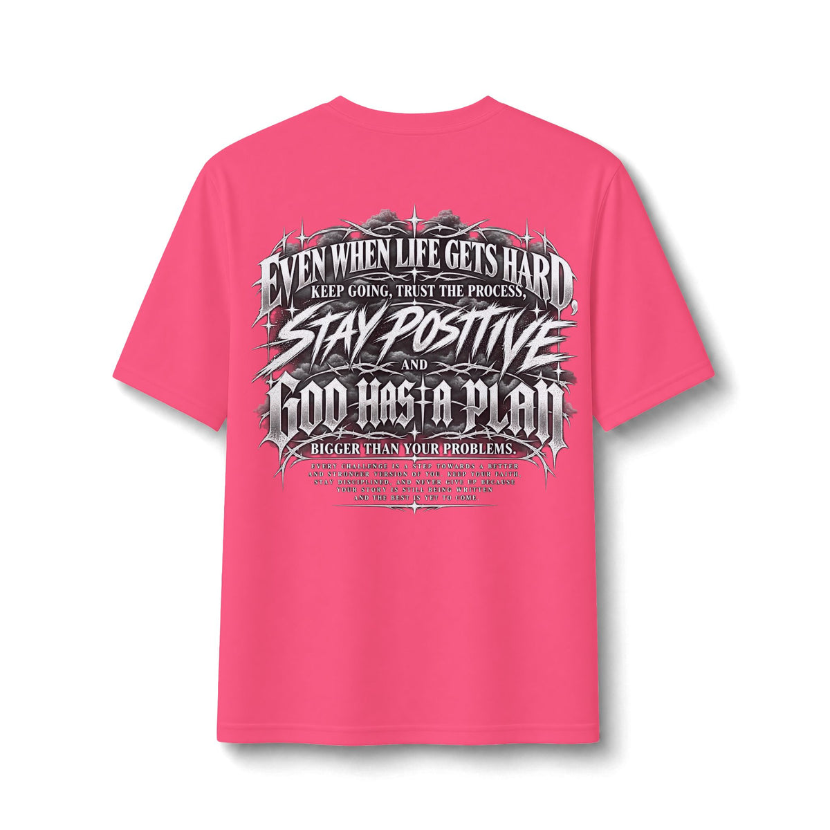 Stay Positive Performance Tee — Neon Pink — back