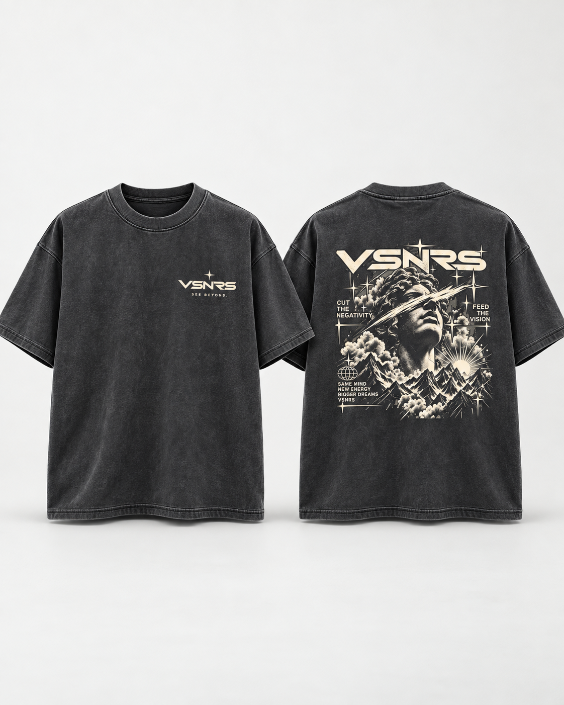 Feed The Vision Tee — Black — front and back