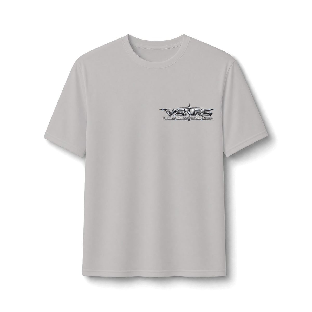 Stay Positive Performance Tee — Silver — front