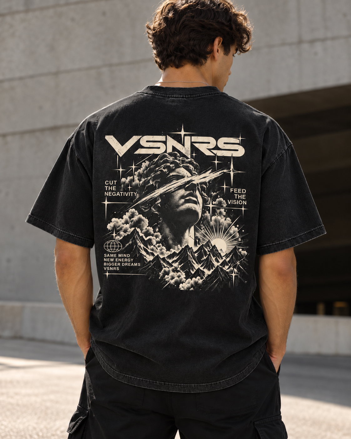 Feed The Vision Tee — Black — model back