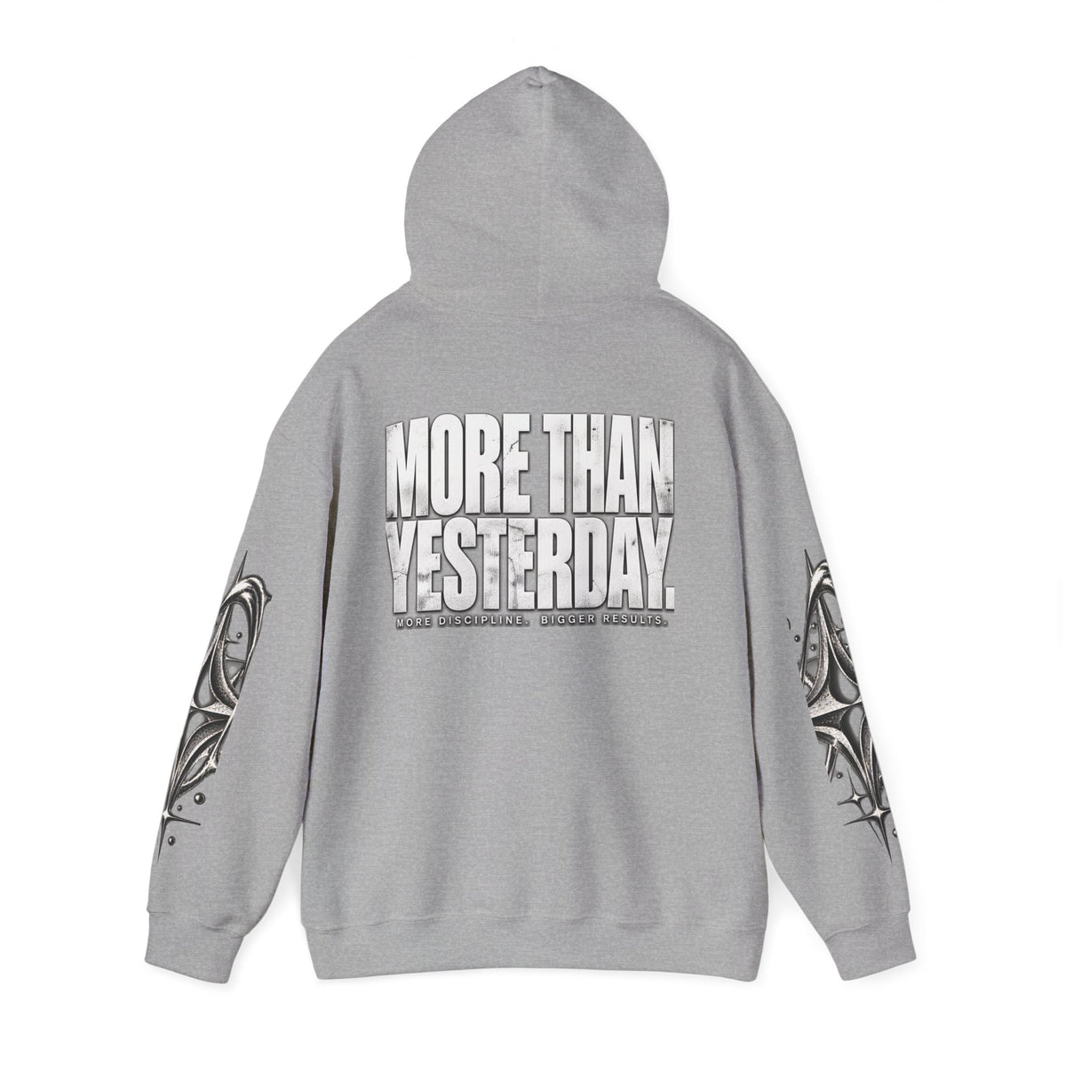 More Than Yesterday Hoodie — Sport Grey — back, hood up