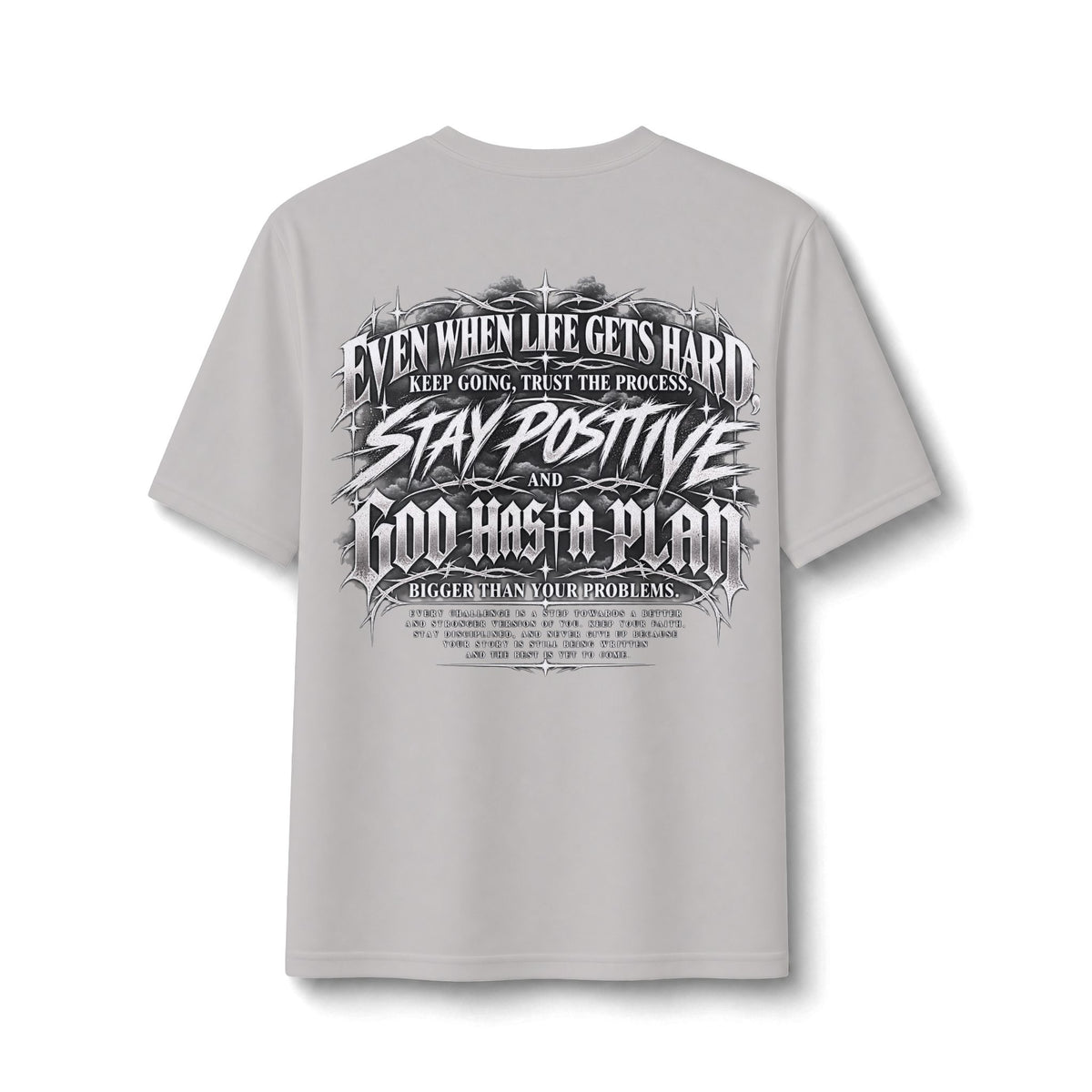 Stay Positive Performance Tee — Silver — back