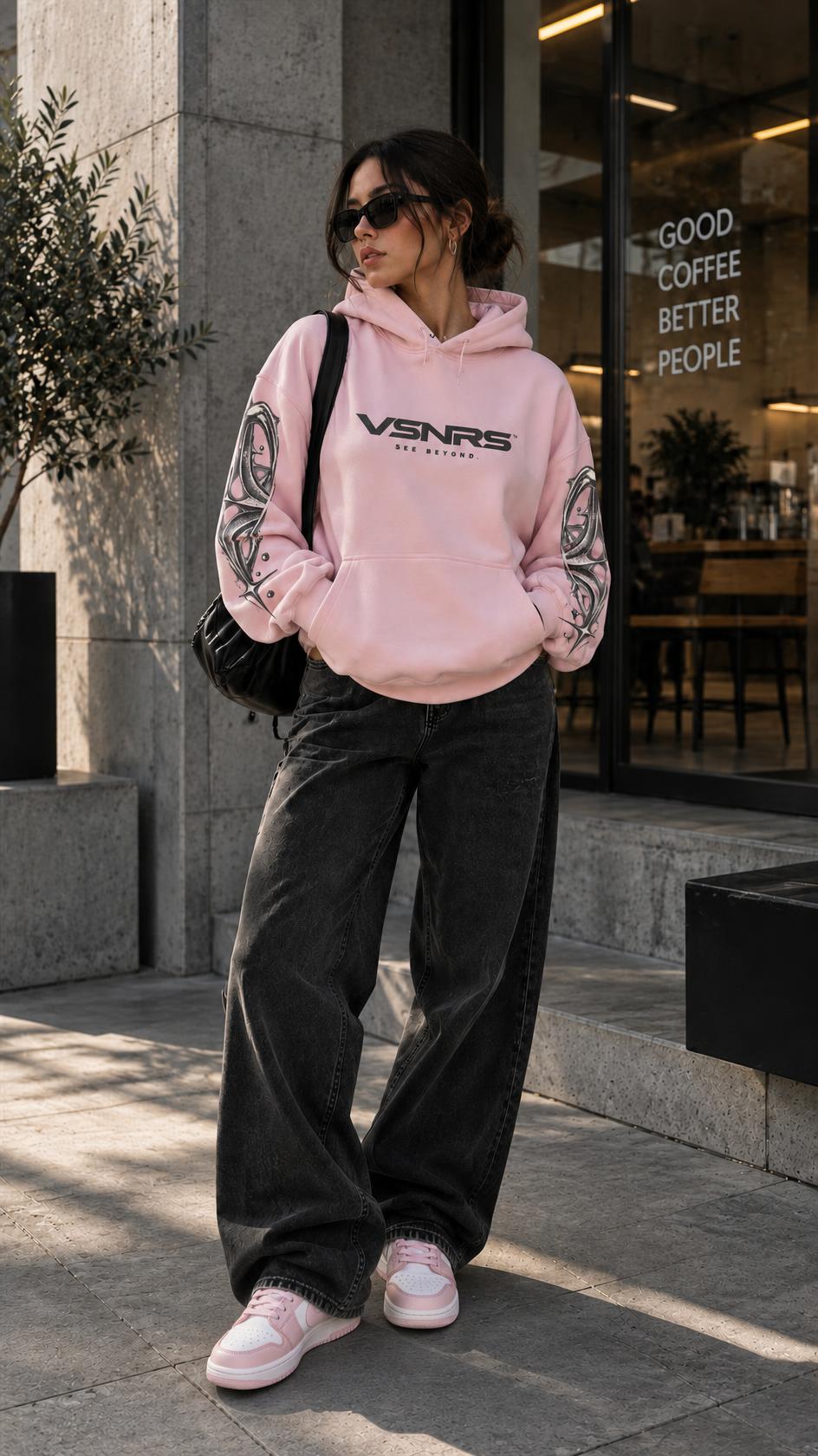 VSNRS look hoodie rosa frente